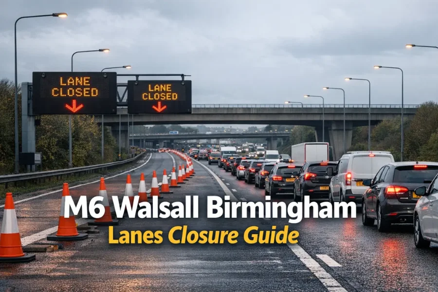 m6 walsall birmingham lanes closure